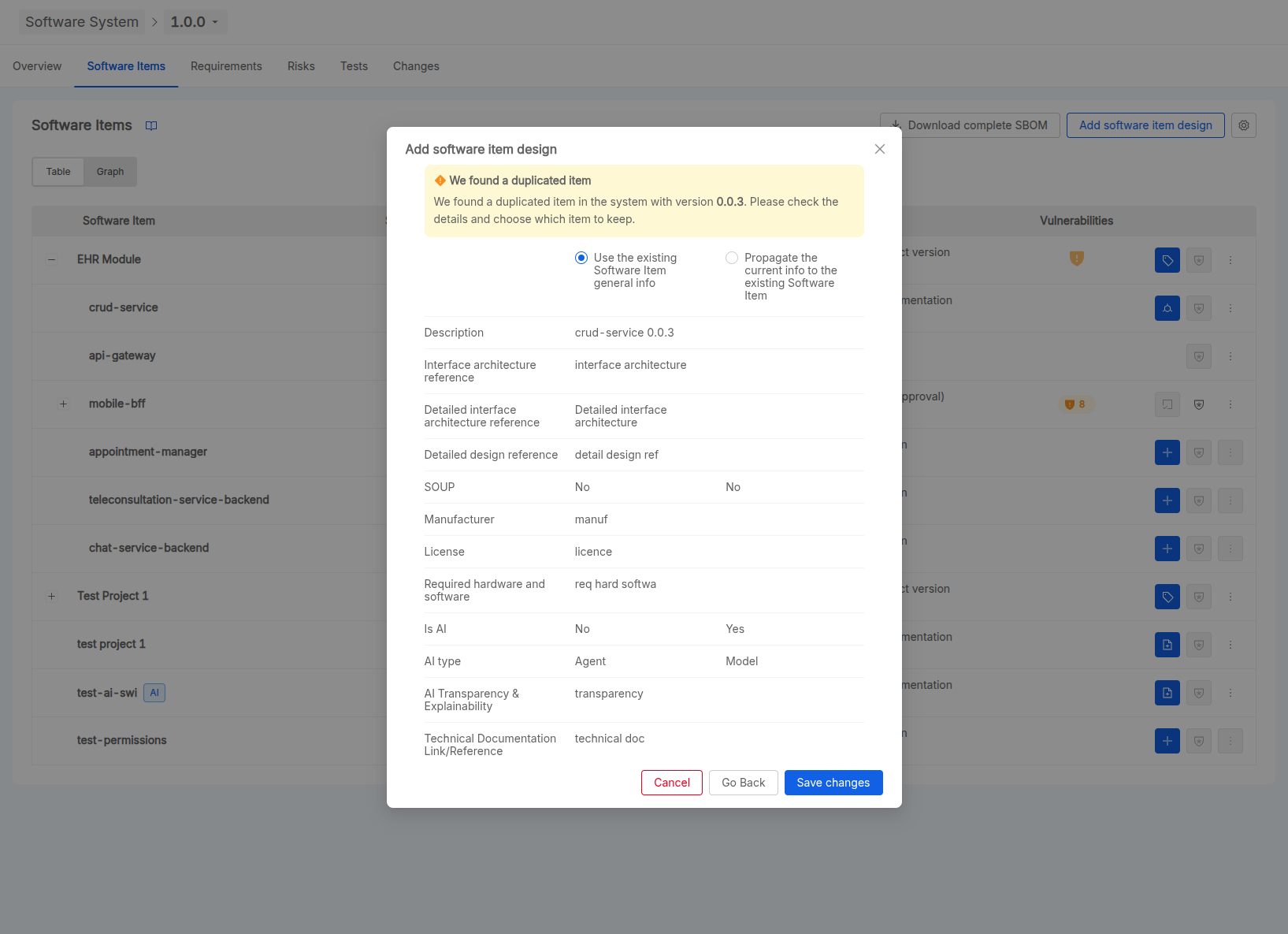 Version Conflict Modal