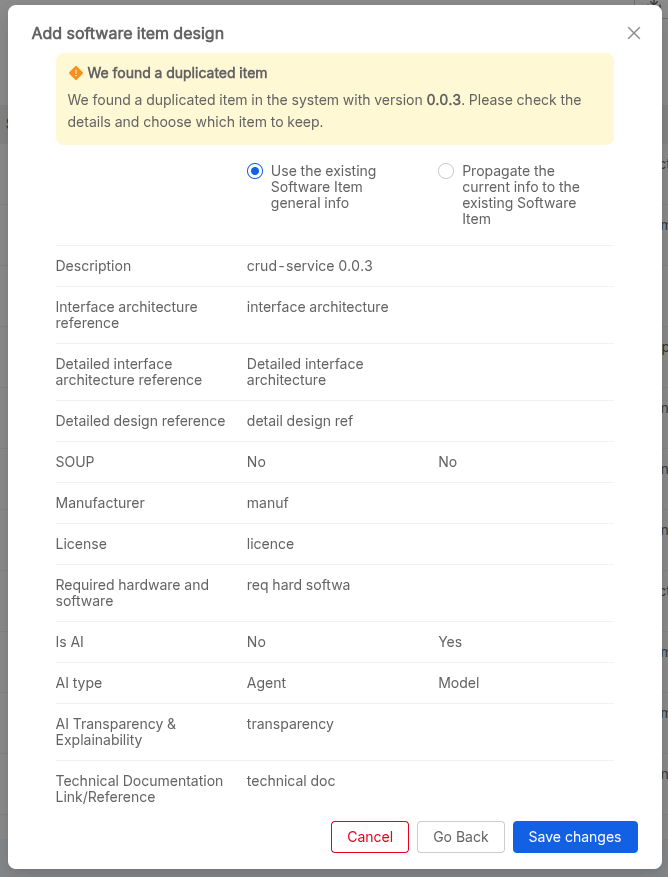 Version Conflict Modal
