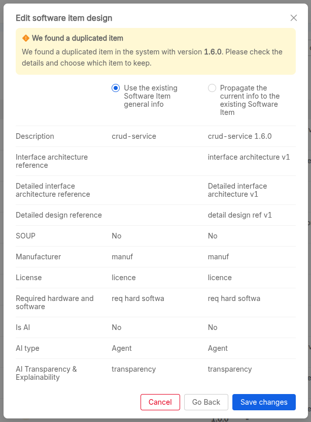 Version Conflict Modal